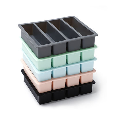 Multicolor 4 Grids Ice Cube Trays Molds with Food Grade Silicone Material 17*14.3*3.6cm