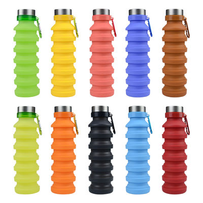 Silicone Sleeve 500ML Collapsible Water Bottle with Lid Eco-Friendly and Durable