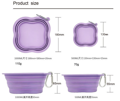 Pet Dog Feeding Bowl 500/1000ML Capacity Portable and Eco Friendly Silicone Material