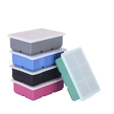 Ice Molding Function Square Silicone Ice Cube Trays Set for Whiskey Cocktails Bourbon