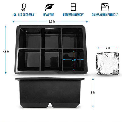 Ice Molding Function Square Silicone Ice Cube Trays Set for Whiskey Cocktails Bourbon