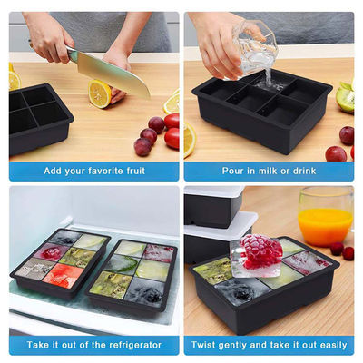 Ice Molding Function Square Silicone Ice Cube Trays Set for Whiskey Cocktails Bourbon