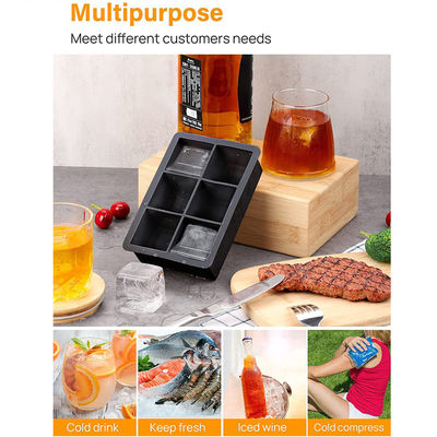 Ice Molding Function Square Silicone Ice Cube Trays Set for Whiskey Cocktails Bourbon
