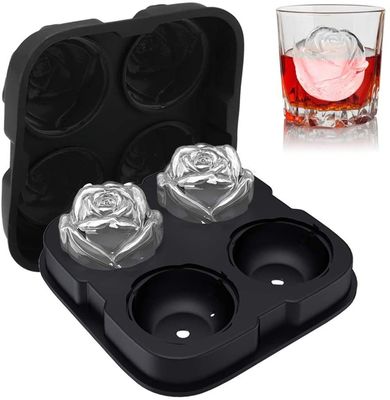 Silicone Rose Ice Ball Maker Easy Release Large Ice Cube for Cocktail Snack Trays