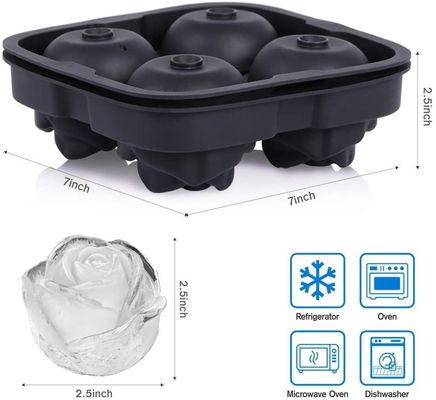 Silicone Rose Ice Ball Maker Easy Release Large Ice Cube for Cocktail Snack Trays