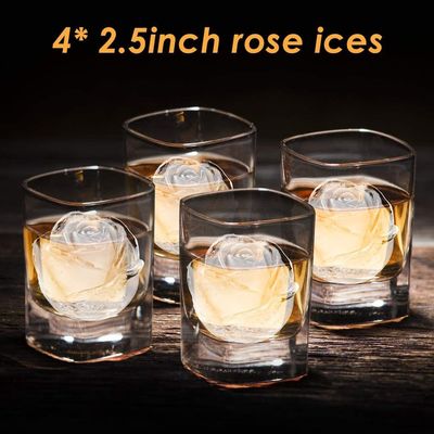 Silicone Rose Ice Ball Maker Easy Release Large Ice Cube for Cocktail Snack Trays