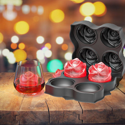 Silicone Rose Ice Ball Maker Easy Release Large Ice Cube for Cocktail Snack Trays