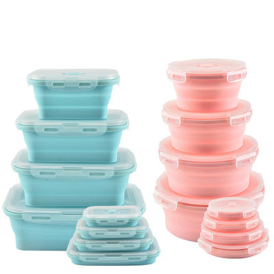 Collapsible Folding Silicone Box Set for Microwave Safe Food Storage Blue