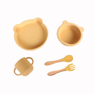 500g BPA Free Silicone Kids Baby Feeding Tableware Set with Classic Design Style