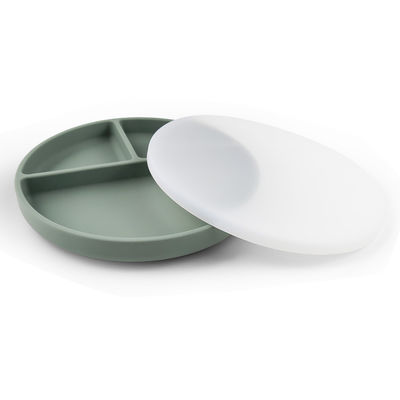 Silicone Baby Plate with Lid and Suction Customized Color Food Grade Feeding Set