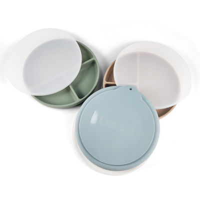 Silicone Baby Plate with Lid and Suction Customized Color Food Grade Feeding Set
