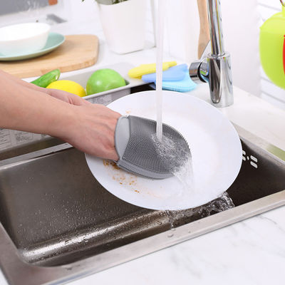 Double Side Silicone Sponge Dish Washing Brush for Stain-resistant Kitchen Cleaning