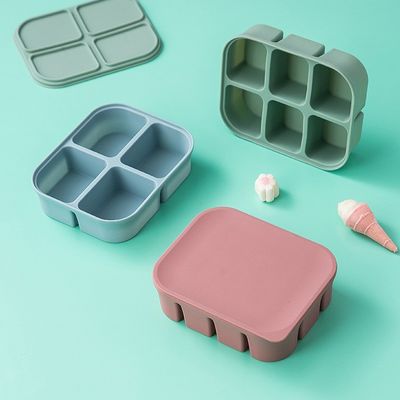 Silicone Baby Food Storage Container Rectangle Shape Microwave Safe BPA Free Reusable