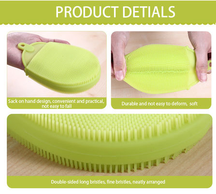 Double Side Silicone Sponge Dish Washing Brush for Stain-resistant Kitchen Cleaning