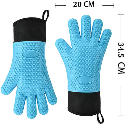 Double Oven Mitts for Kitchen Cooking BBQ Baking Heat Resistant Silicone Hand Gloves