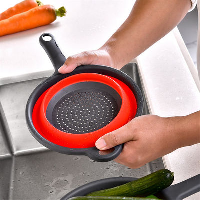 Kitchen Tools Round Basket Collapsible Colander Sink Strainer Set with PP TPR Handle