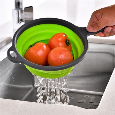 Kitchen Tools Round Basket Collapsible Colander Sink Strainer Set with PP TPR Handle