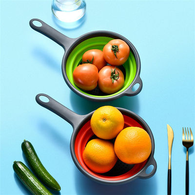 Kitchen Tools Round Basket Collapsible Colander Sink Strainer Set with PP TPR Handle