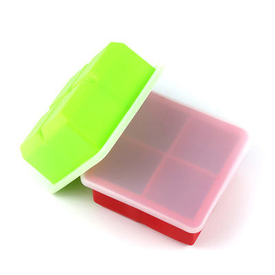 Custom Logo 116g Bpa Free Silicone Ice Cube Tray With Lid Mold Shape Supply