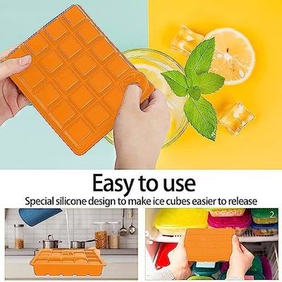 Silicone Ice Cube Tray 15*12.3*2.3cm for Freezer Easy Release Square Shaped Ice Mould