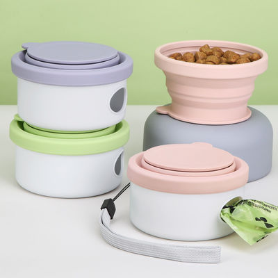 Outdoor Travel Dog Feeder 3 in 1 Collapsible Pet Water Bowl with Lid and Foldable Design