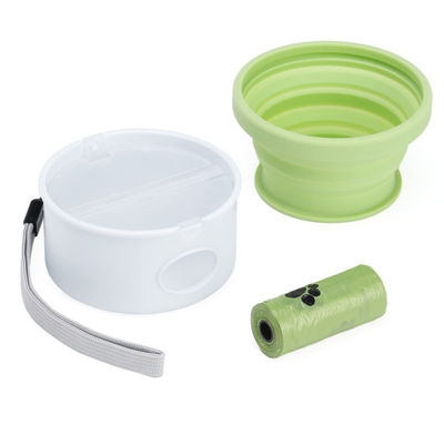 Outdoor Travel Dog Feeder 3 in 1 Collapsible Pet Water Bowl with Lid and Foldable Design