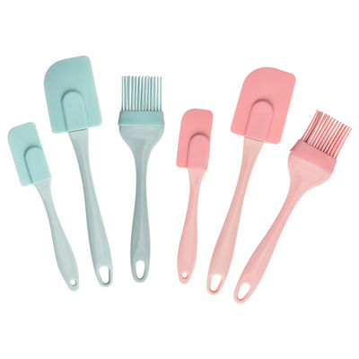 Pink Silicone Scraper Three-piece Set Heat Resistant Spatulas BBQ Brush Baking Tools