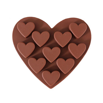 Disposable Dark Red Silicone Soap Mold for 10 Heart-Shaped Chocolate Kitchen Supplies