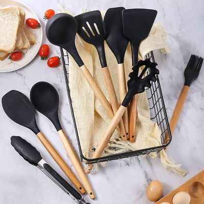 24 Pieces Non-Stick Wooden Handle Silicone Kitchen Gadget Set with Customized Options