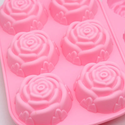 Rose Flower Shape Chocolate Mould for Silicone Cake Decoration Baking in Rose Red 3D