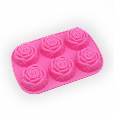 Rose Flower Shape Chocolate Mould for Silicone Cake Decoration Baking in Rose Red 3D