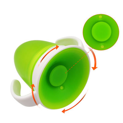 Double Handle Pink Silicone 360 Degrees Rotated Baby Learning Drinking Cup for Toddler
