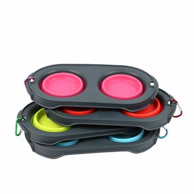 Collapsible Travel Pet Bowl Silicone Double Cat Dog Bowl for Pet Owners on the Go
