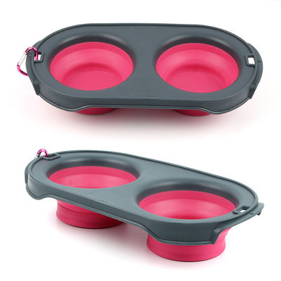 Collapsible Travel Pet Bowl Silicone Double Cat Dog Bowl for Pet Owners on the Go