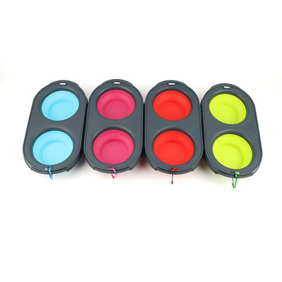Collapsible Travel Pet Bowl Silicone Double Cat Dog Bowl for Pet Owners on the Go
