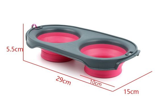 Collapsible Travel Pet Bowl Silicone Double Cat Dog Bowl for Pet Owners on the Go