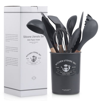 12-Piece Silicone Kitchen Utensil Set with Wooden Handles Your Kitchen's Best Friend