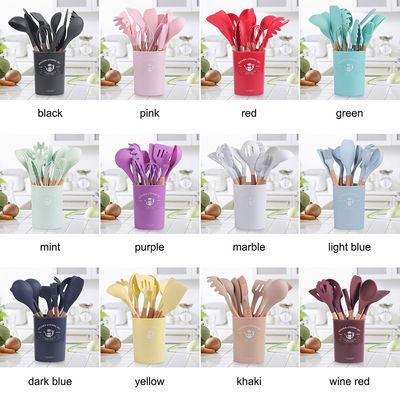12-Piece Silicone Kitchen Utensil Set with Wooden Handles Your Kitchen's Best Friend