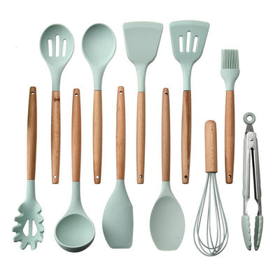 12-Piece Silicone Kitchen Utensil Set with Wooden Handles Your Kitchen's Best Friend