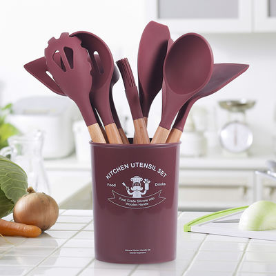 12-Piece Silicone Kitchen Utensil Set with Wooden Handles Your Kitchen's Best Friend