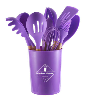 Silicone Kitchen Utensils with Wooden Handles 12 Pieces Cooking Tools Kitchenware