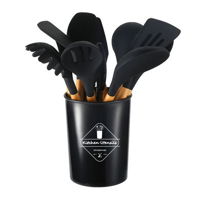 Silicone Kitchen Utensils with Wooden Handles 12 Pieces Cooking Tools Kitchenware