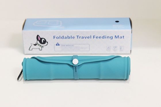 Outdoor Folding Double Bowl Pet Travel Silicone Dog Bowl with Anti-slip Silicone Mat