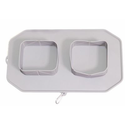 Outdoor Folding Double Bowl Pet Travel Silicone Dog Bowl with Anti-slip Silicone Mat