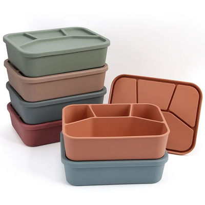 Food Grade Silicone Bento Lunch Box Collapsible Container with Lid and 4 Compartments