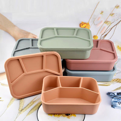 Food Grade Silicone Bento Lunch Box Collapsible Container with Lid and 4 Compartments