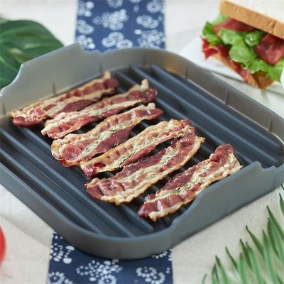 Sustainable Silicone Bacon Baking Pan for Microwave and Oven Cooking Grey or Custom