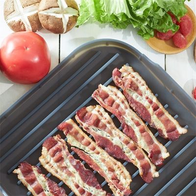 Sustainable Silicone Bacon Baking Pan for Microwave and Oven Cooking Grey or Custom