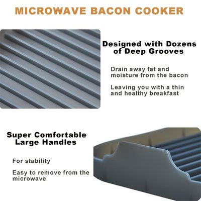 Sustainable Silicone Bacon Baking Pan for Microwave and Oven Cooking Grey or Custom
