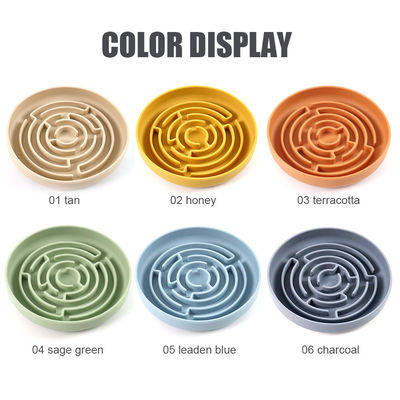 Custom Logo Pet Bowls Feeders Round Maze Silicone Slow Feeder with Stocked Suction Mat